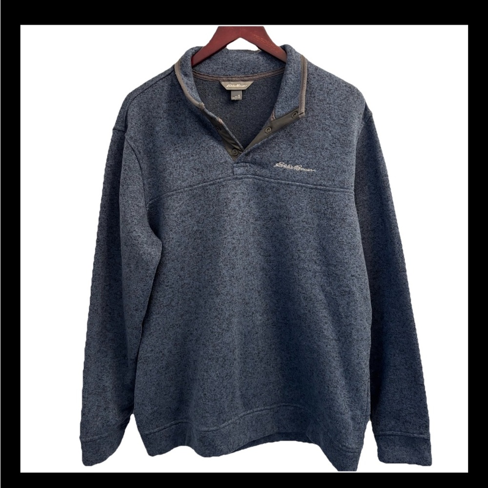 Eddie Bauer Men’s Pullover Sweater Jacket XL Blue 1/4 Snap‎ Outdoors Gorpcore